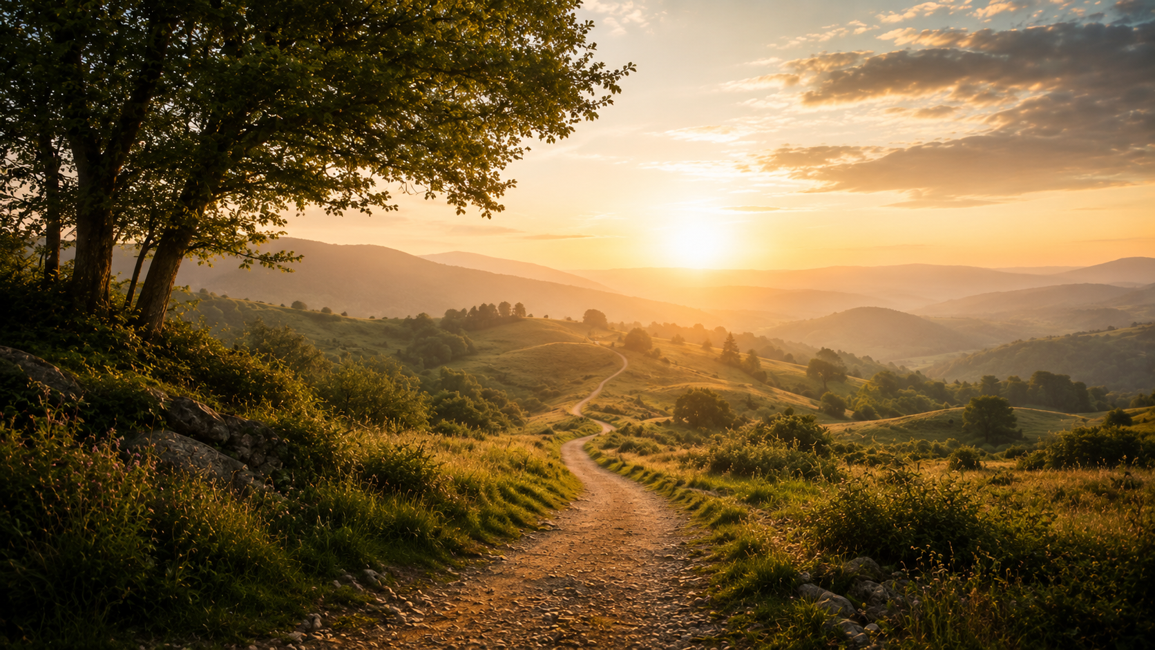 Hypnothérapie à Saint-Avertin près de Tours, chemin traversant un paysage lumineux et paisible symbolisant l’évolution personnelle, la confiance et de nouvelles perspectives.