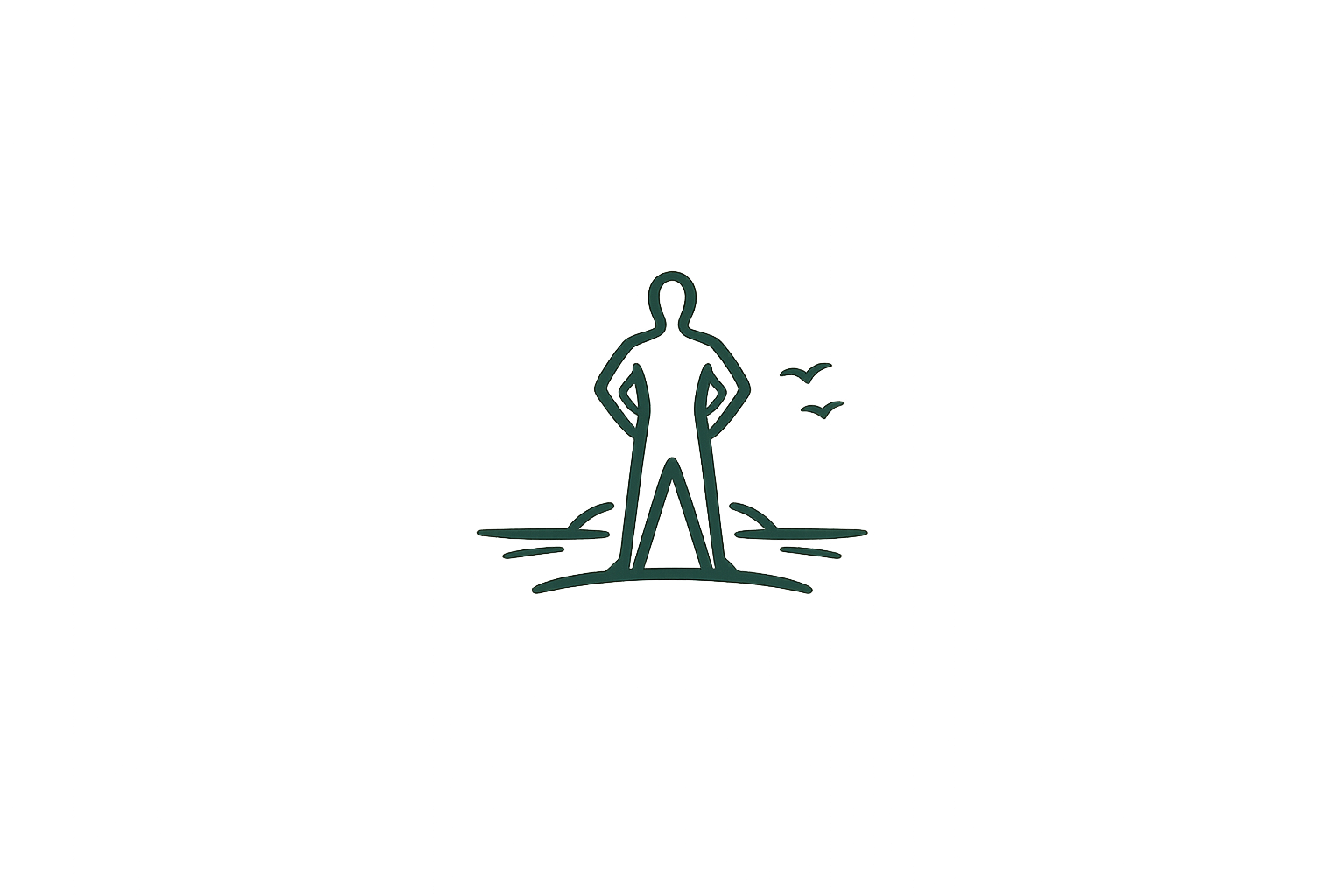 Icône représentant une silhouette face à un horizon ouvert, symbolisant la confiance en soi, l’affirmation personnelle et la capacité à avancer.