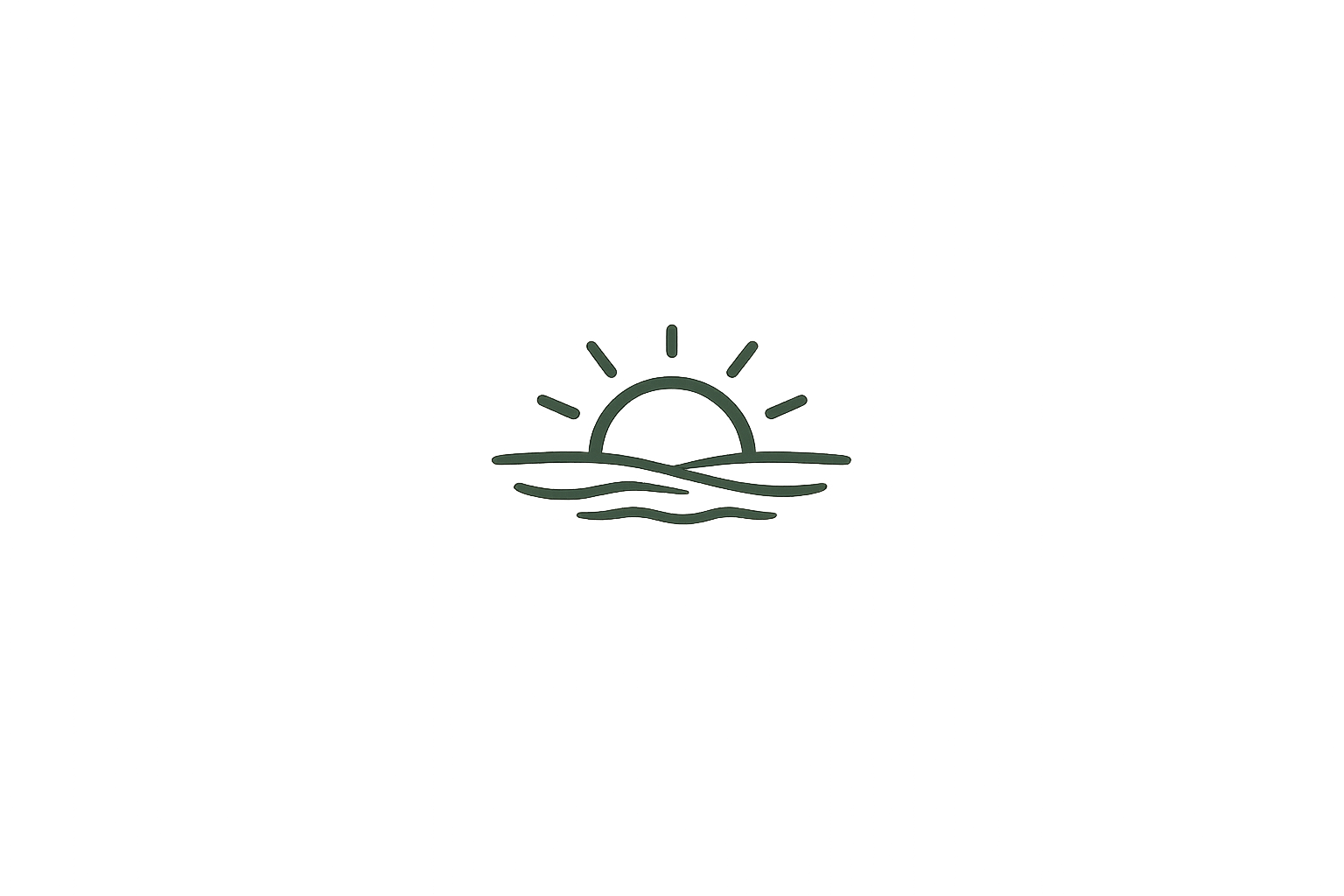 Icône représentant un horizon paisible avec un soleil levant, symbolisant le renouveau, les transitions de vie et l'ouverture à une nouvelle étape.